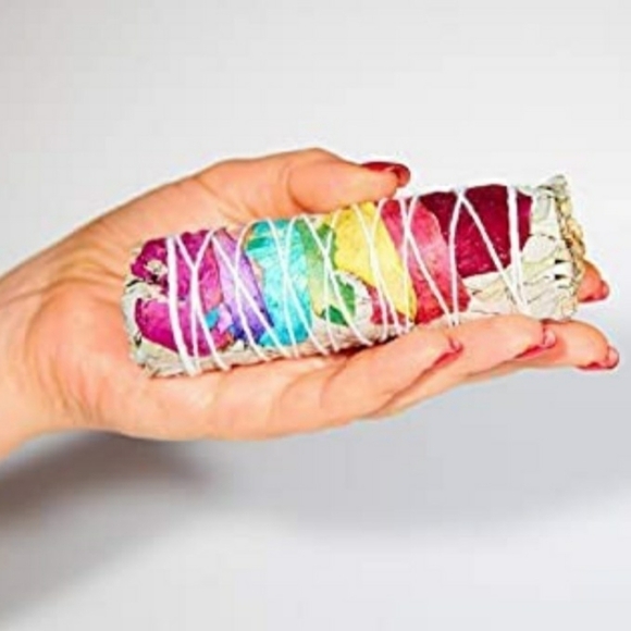 3 Bundle Lot of Chakra White Sage Rainbow Rose Petals Natural Purify Smudge New - Picture 2 of 6